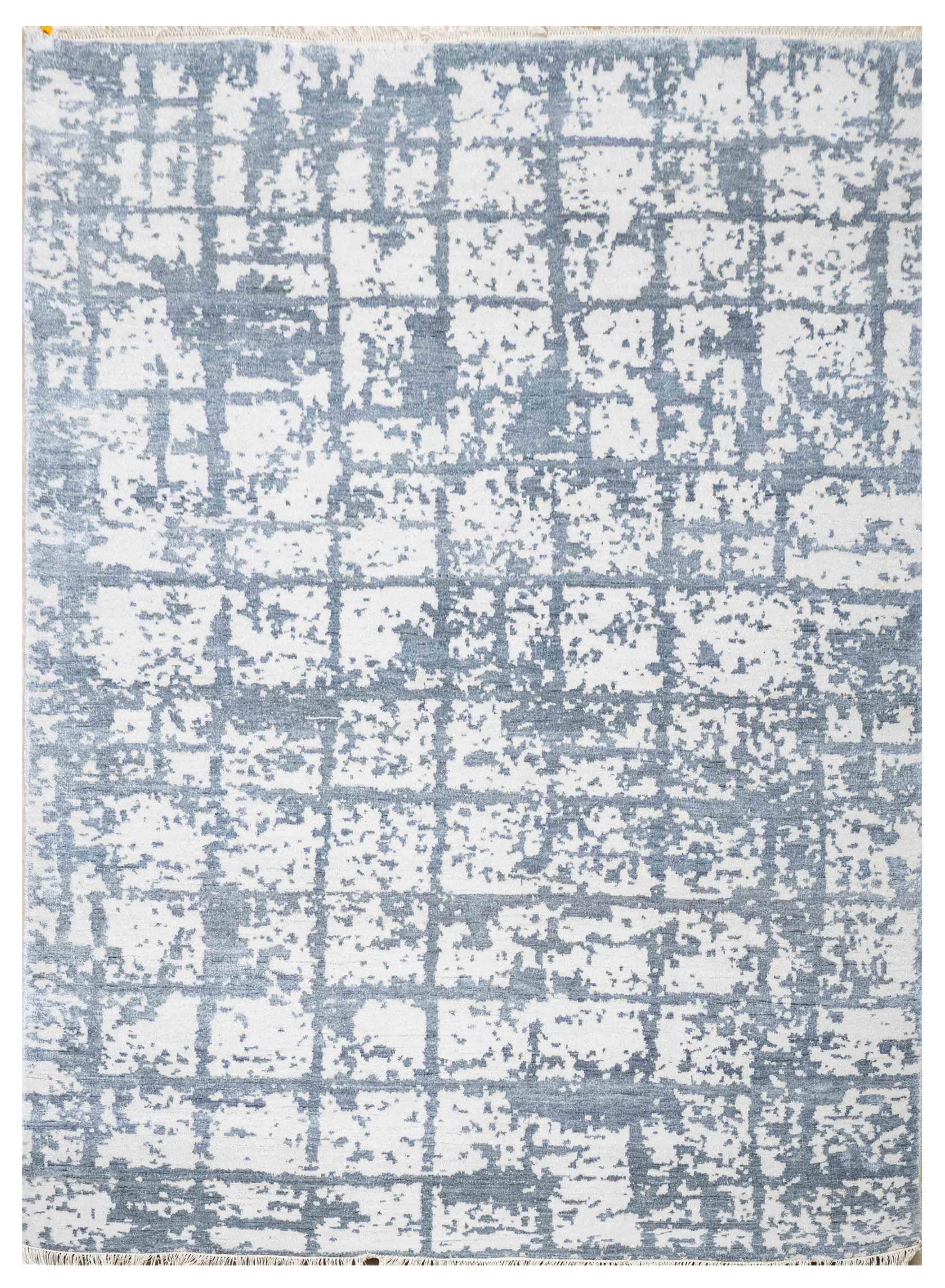 Handknotted Carpet, DIA- 975 CHECK, Platinum & AuroMetalSaurus